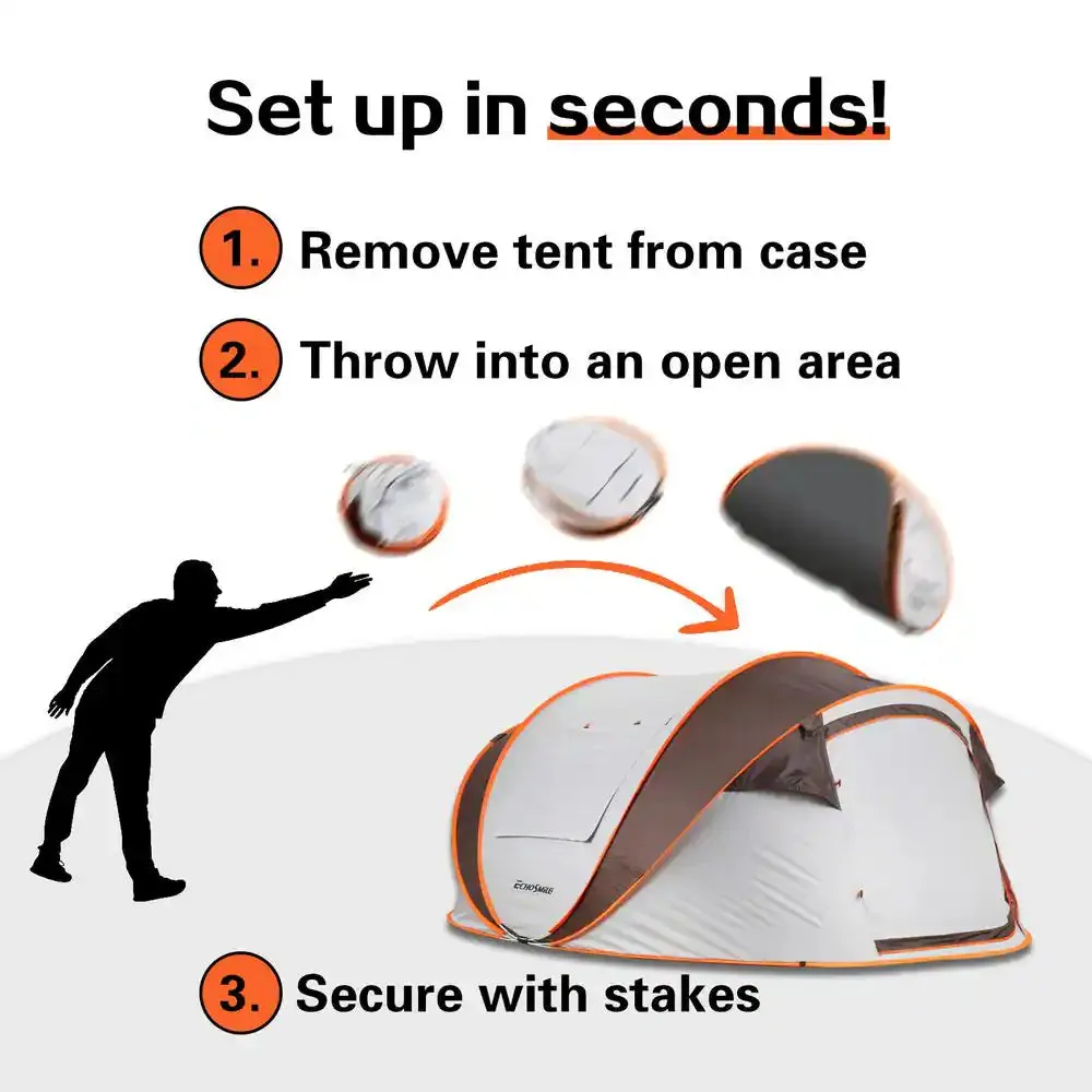 8-Person White and Brown Pop up Boat Tent