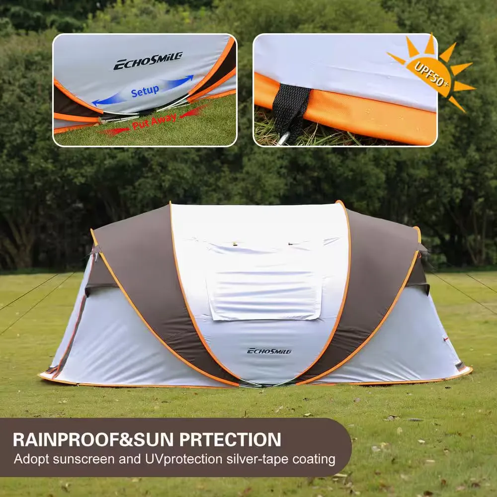 8-Person White and Brown Pop up Boat Tent