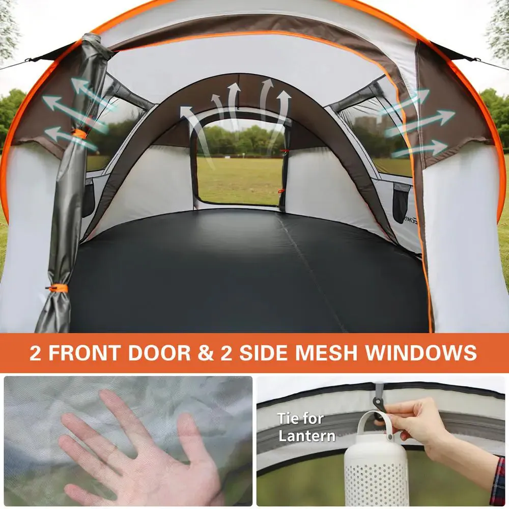 8-Person White and Brown Pop up Boat Tent