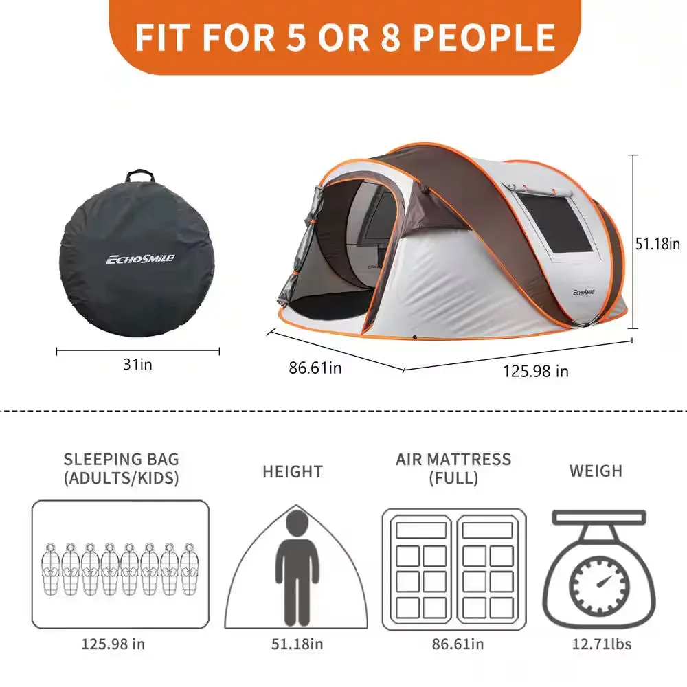 8-Person White and Brown Pop up Boat Tent