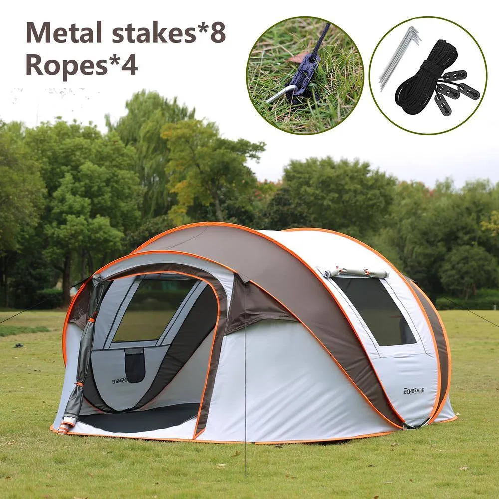 8-Person White and Brown Pop up Boat Tent