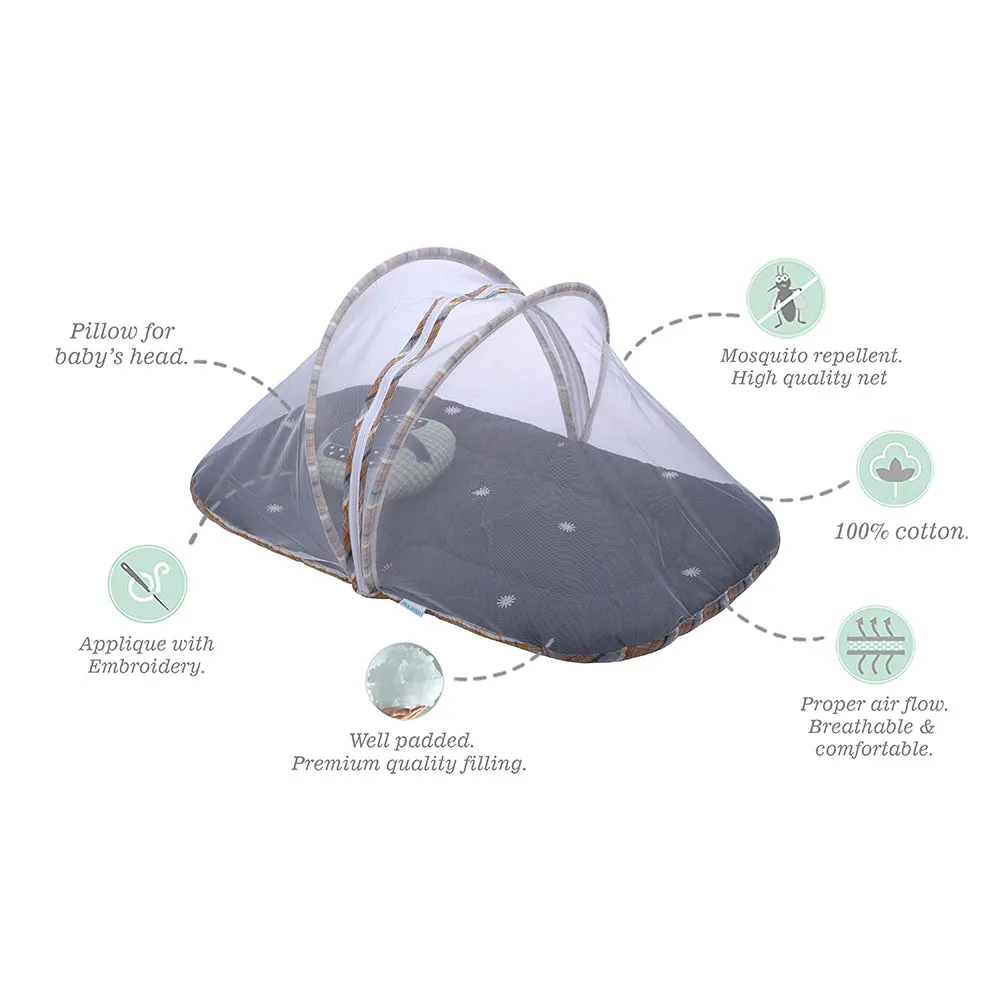 Abracadabra Gadda Set with Mosquito Net & Shaped Pillow Blue Elle Theme - Navy Blue