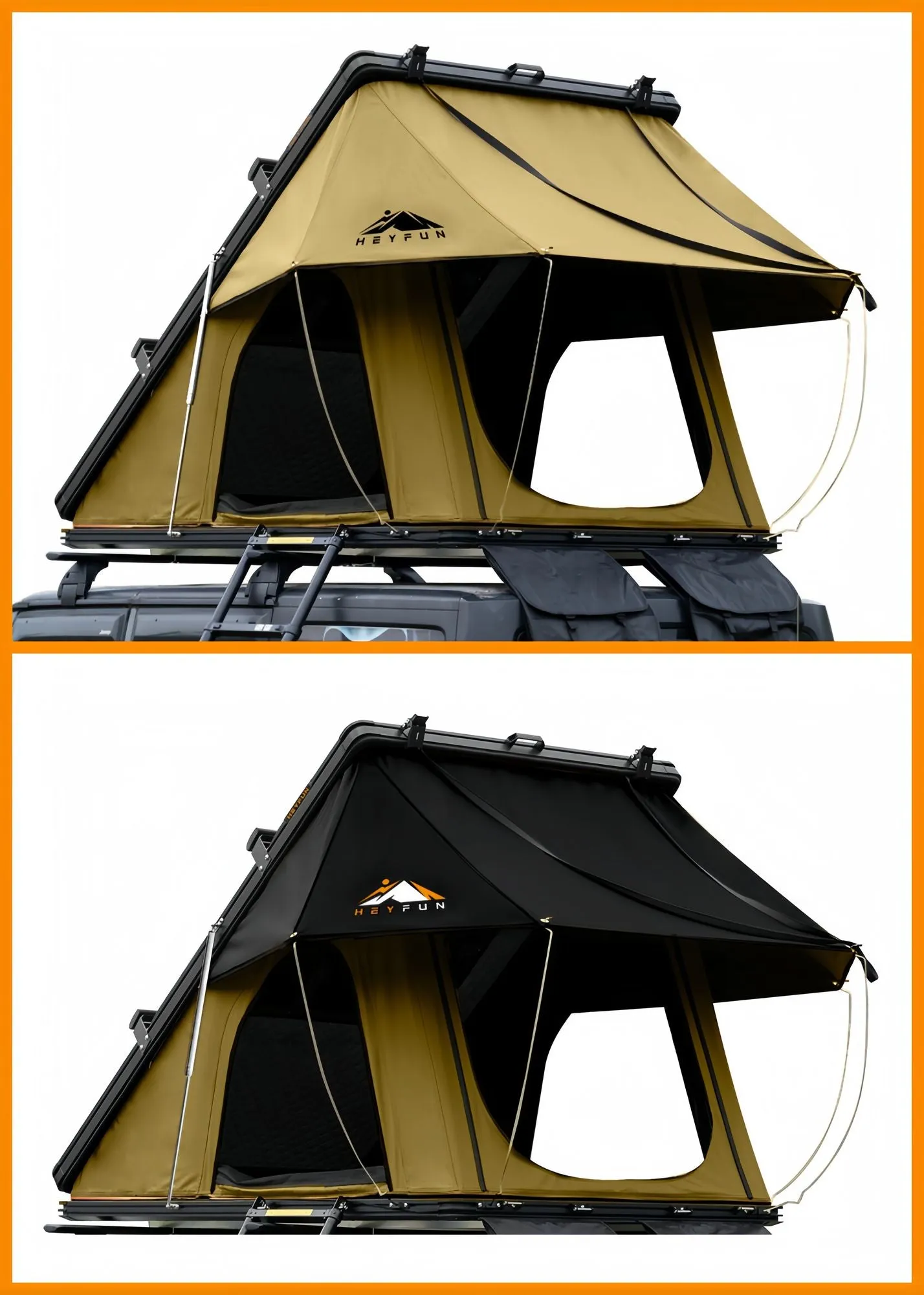 Adventurer Plus Rooftop Tent Hardshell with Side Awning, Air Conditioner Outlet with Bracket, &Replaceable Rain Flies, Truck Bed Tent for Camping, Pop Up Overland Roof Tents