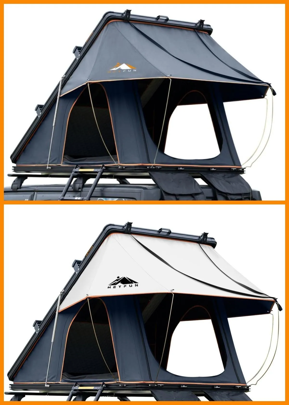 Adventurer Plus Rooftop Tent Hardshell with Side Awning, Air Conditioner Outlet with Bracket, &Replaceable Rain Flies, Truck Bed Tent for Camping, Pop Up Overland Roof Tents