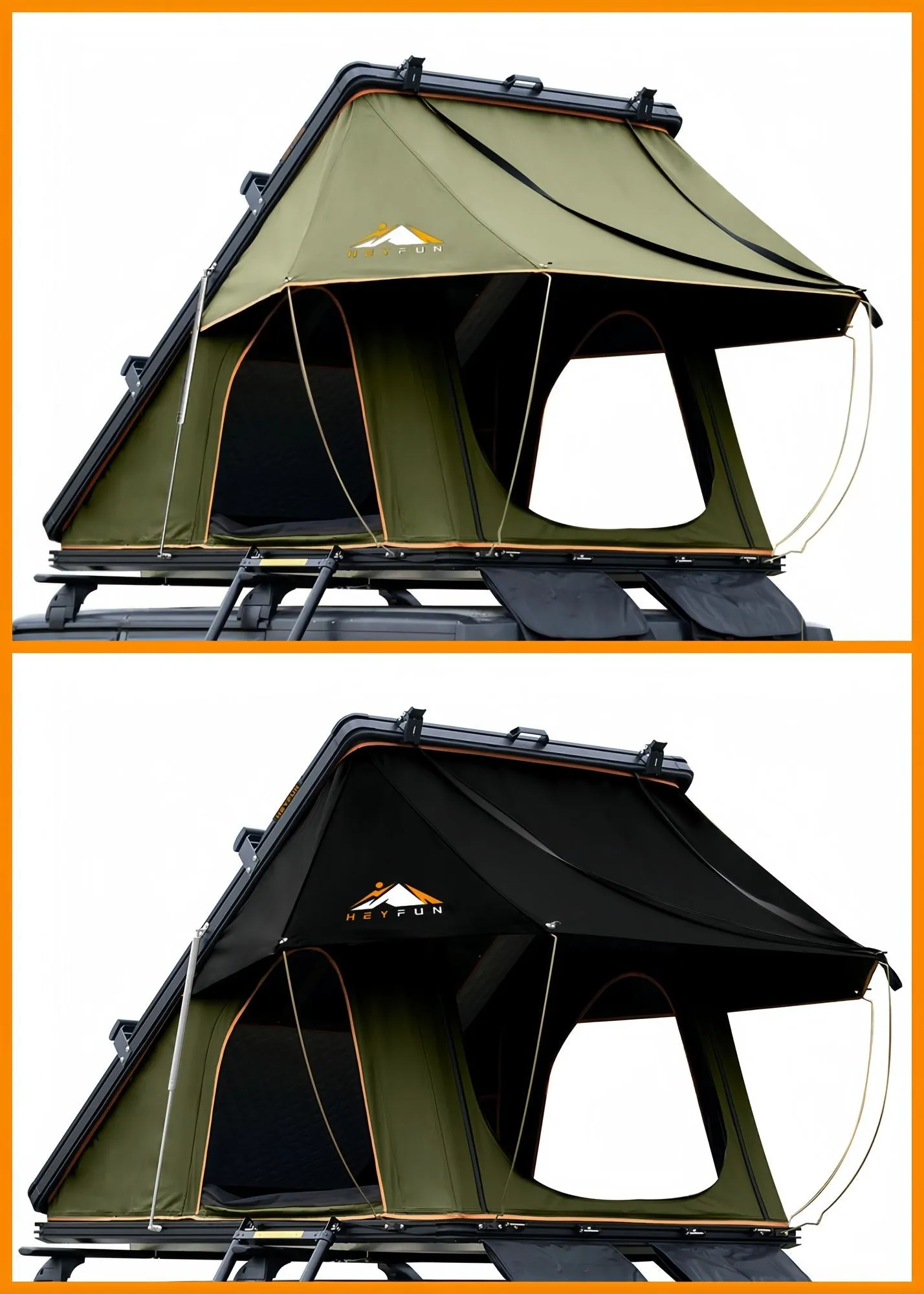 Adventurer Plus Rooftop Tent Hardshell with Side Awning, Air Conditioner Outlet with Bracket, &Replaceable Rain Flies, Truck Bed Tent for Camping, Pop Up Overland Roof Tents