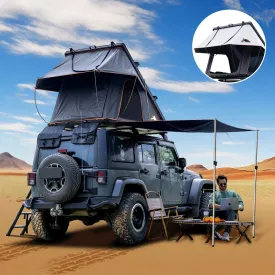 Adventurer Plus Rooftop Tent Hardshell with Side Awning, Air Conditioner Outlet with Bracket, &Replaceable Rain Flies, Truck Bed Tent for Camping, Pop Up Overland Roof Tents