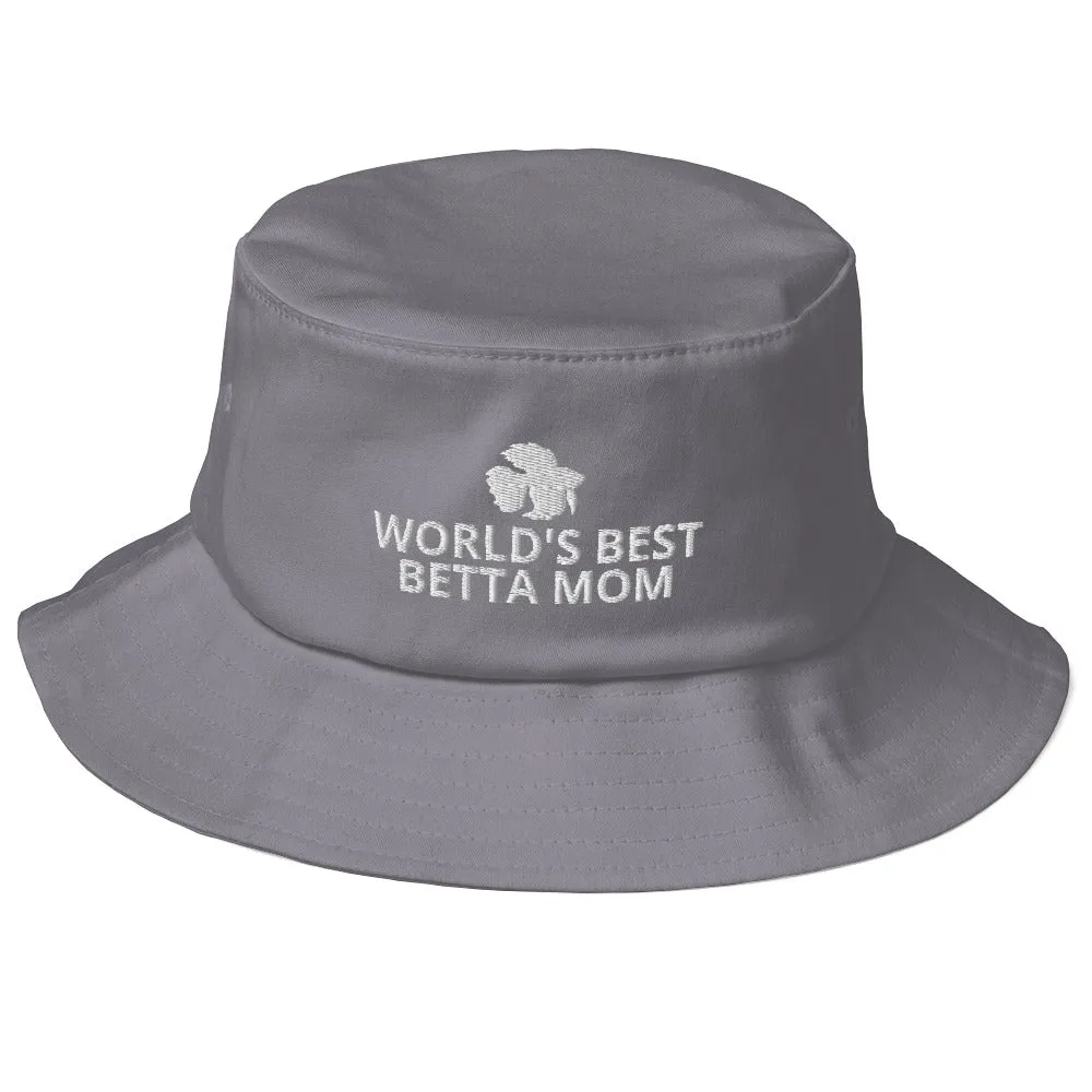 Betta Old School Bucket Hat | World's Best Betta Mom | Perfect gift for the Betta Fish lover! | Multiple Hat Colors Available
