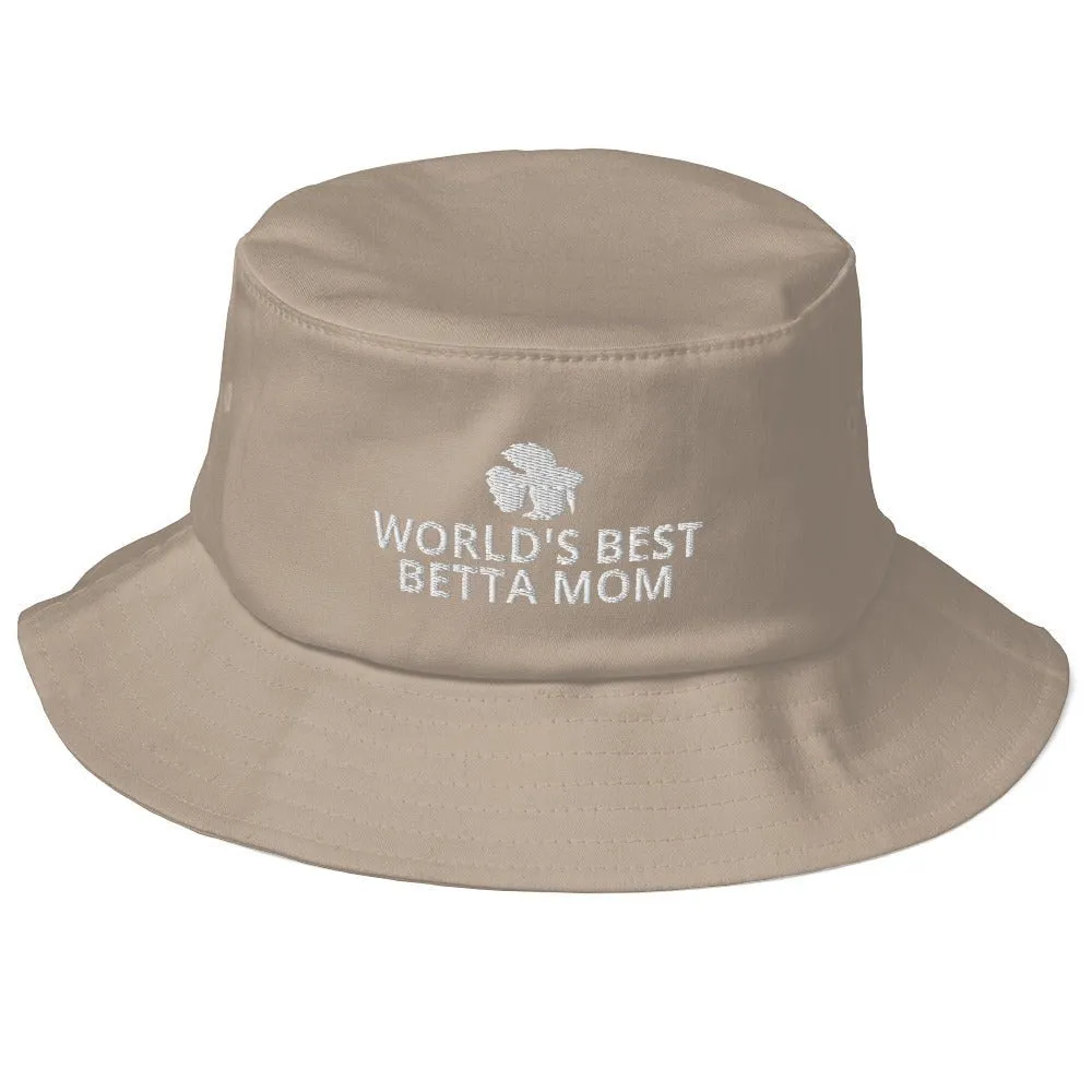 Betta Old School Bucket Hat | World's Best Betta Mom | Perfect gift for the Betta Fish lover! | Multiple Hat Colors Available