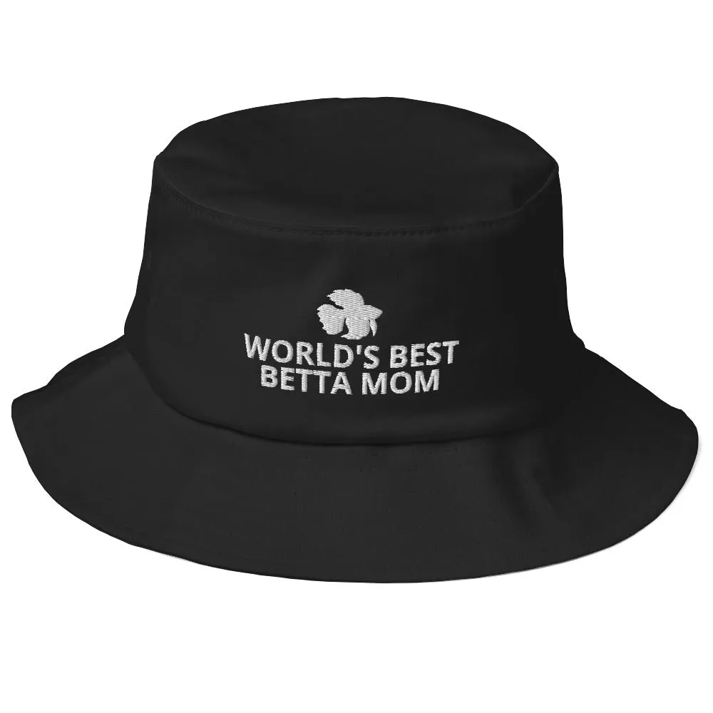 Betta Old School Bucket Hat | World's Best Betta Mom | Perfect gift for the Betta Fish lover! | Multiple Hat Colors Available
