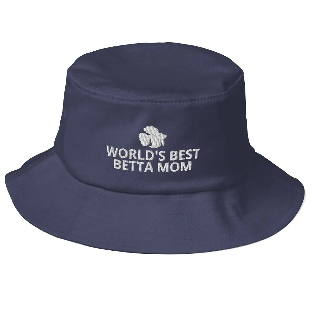 Betta Old School Bucket Hat | World's Best Betta Mom | Perfect gift for the Betta Fish lover! | Multiple Hat Colors Available