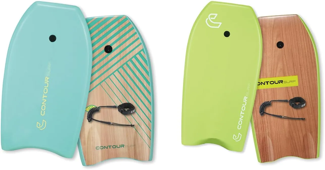 Bodyboard Bundle  37 & 33 Lightweight Beach Body Boards with EPS Core, HDPE Slick Bottom & Coiled Leash  Dual Pack for Adults, Teens & Kids  Summer Surf Boards for All Skill Levels