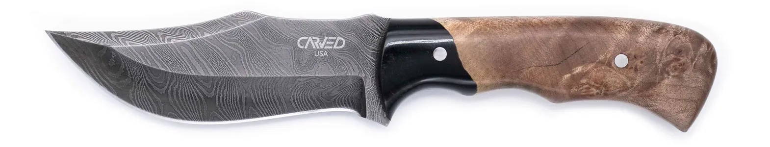 Carved Damascus Hunting Knife #10558