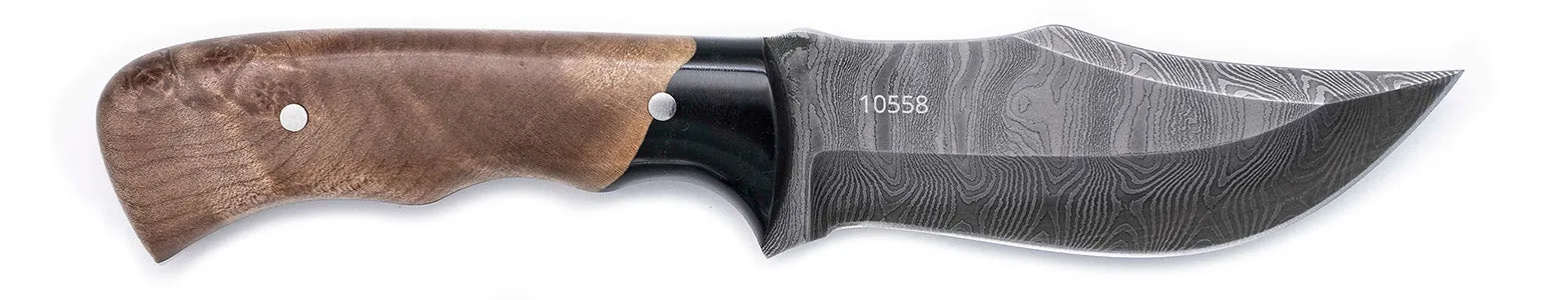 Carved Damascus Hunting Knife #10558