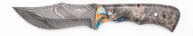 Carved Damascus Hunting Knife #10590