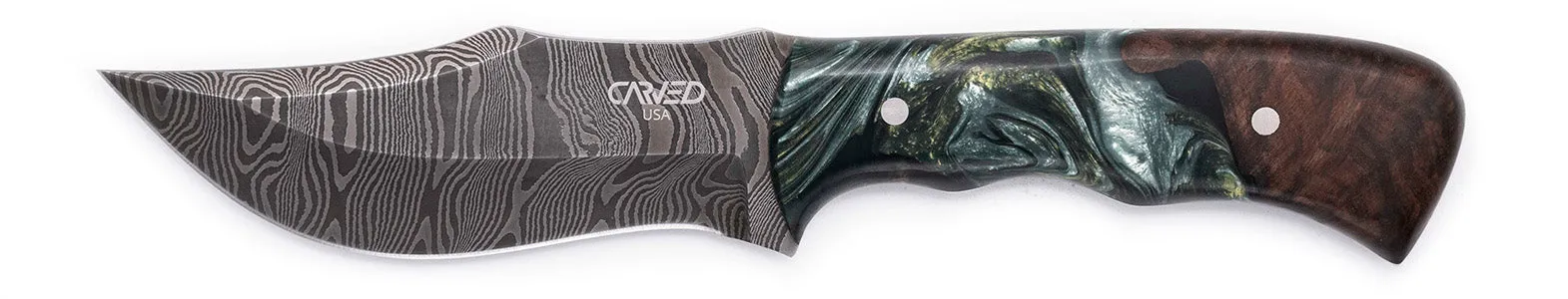 Carved Damascus Hunting Knife #10600