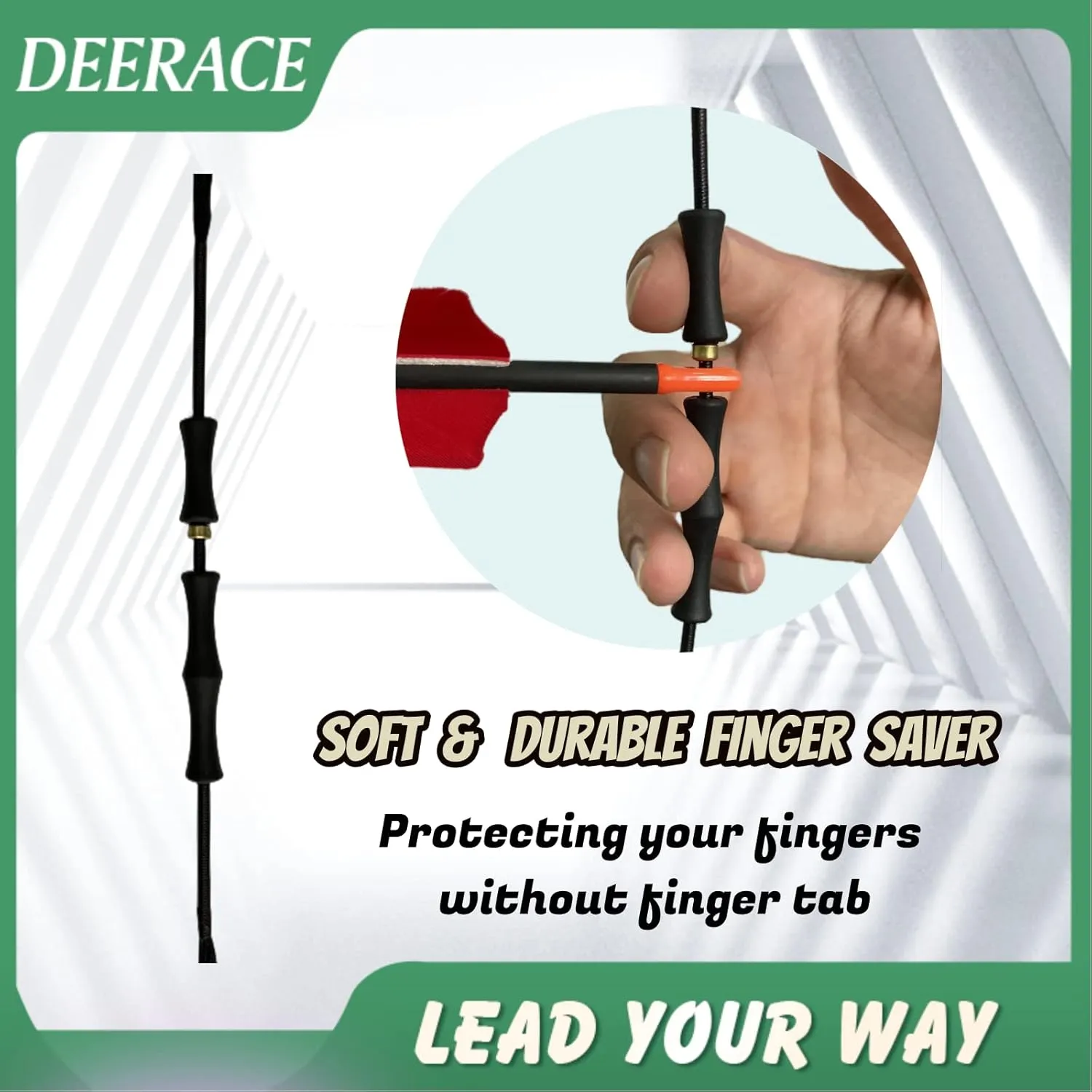 DEERACE Recurve Bow String and Bowstring Finger Savers Set, Dacron Bow String with Finger Guard