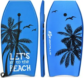 DORTALA 41 Super Lightweight Bodyboard, Body Board with EPS Core, XPE Deck, HDPE Slick Bottom and Premium Wrist Leash, for Sea, Beach, River, Pool and Water Park, Blue