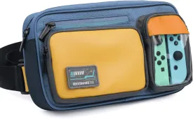 GeekShare Large Capacity Multifunctional Switch/OLED Travel Carrying Case - Color Contrast Laser Messenger Bag Compatible With Switch (Blue & Yellow)