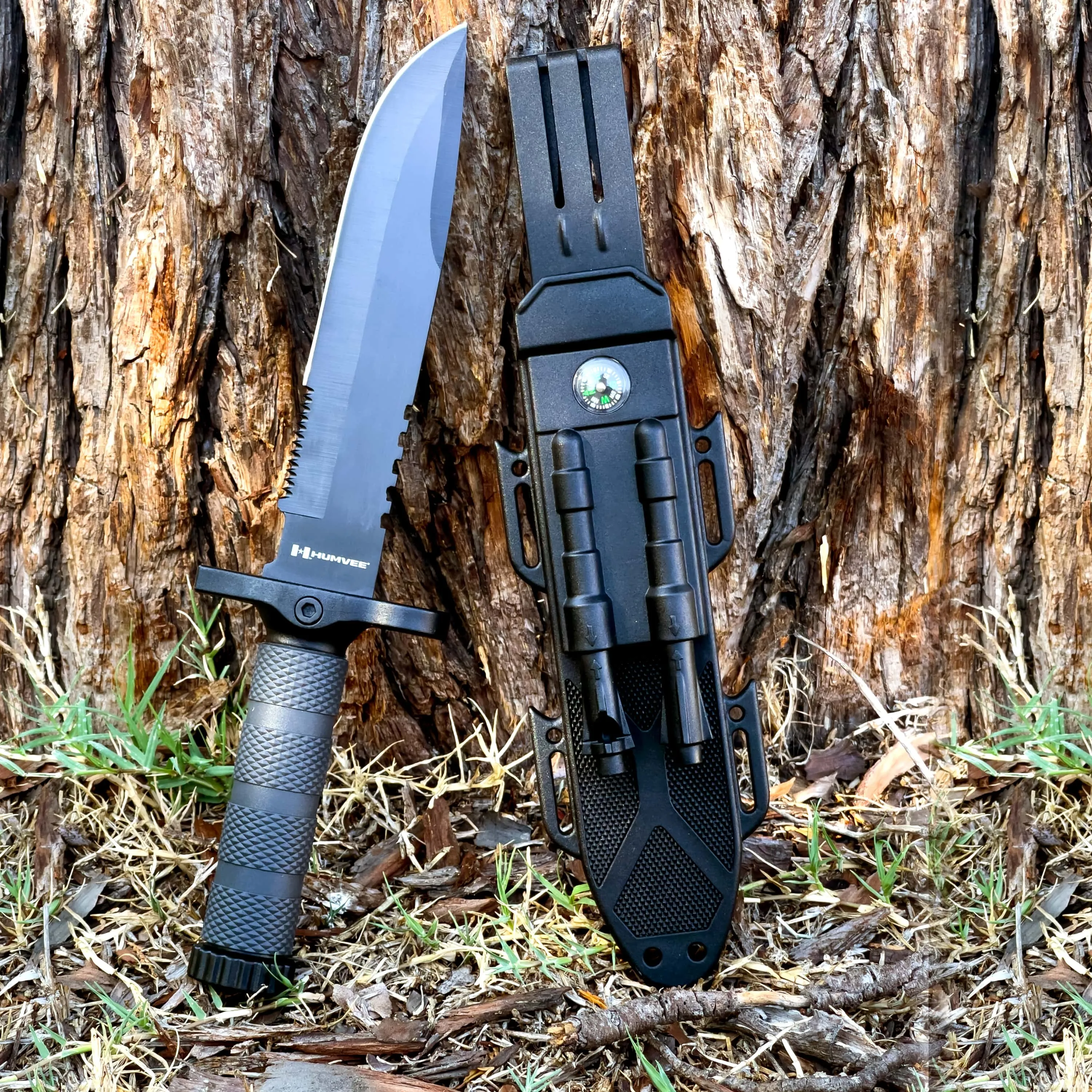 Humvee Next Gen. Survival Knife w/ Sharpener & Firestarter
