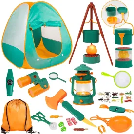 Meland Kids Camping Set with Tent - Toddler Toys for Boys with Campfire, Camping Toys for Kids Indoor Outdoor Pretend Play, Gift Idea for Boys Age 3,4,5,6 Year Old Birthday Christmas (Green)
