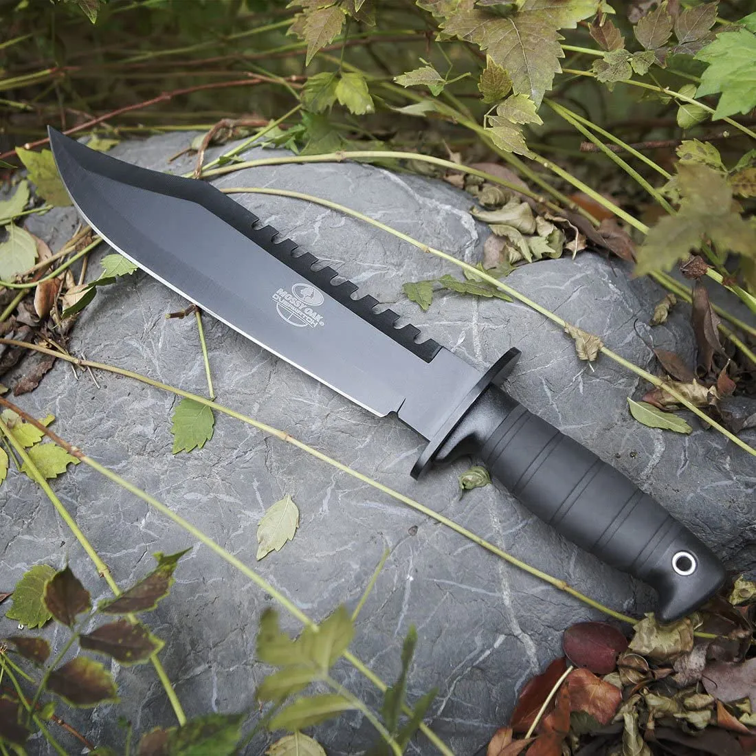 Mossy Oak Survival Hunting Knife with Sheath, 15-Inch Fixed Blade Tactical Bowie Knife with Sharpener & Fire Starter for Camping, Outdoor, Bushcraft