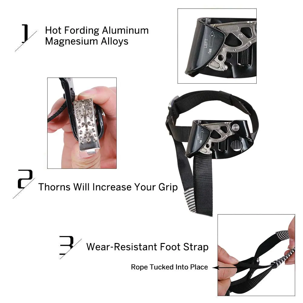 NewDoar Left Foot Ascender CE Certified Climbing Device (Left Black)