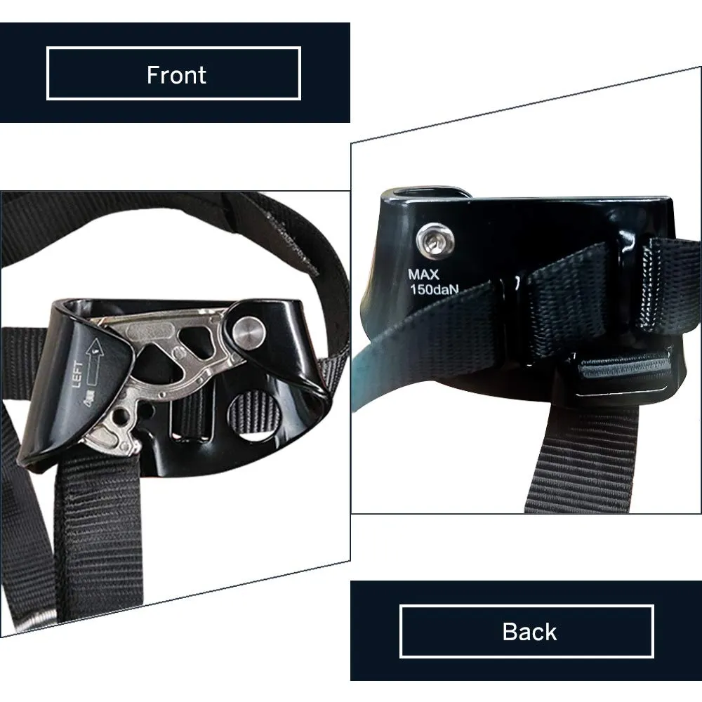 NewDoar Left Foot Ascender CE Certified Climbing Device (Left Black)