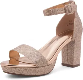 Shoe Land SL-Cabrini Women's Platform Heels, Open Toe Chunky Block Heeled Sandals with Ankle Strap  Dressy High Heel Sandals for Prom, Wedding, and Party