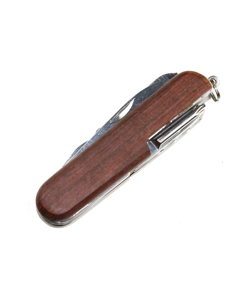 Stainless Silver Blade Folding Knife with dark wood handle