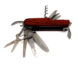 Stainless Silver Blade Folding Knife with dark wood handle