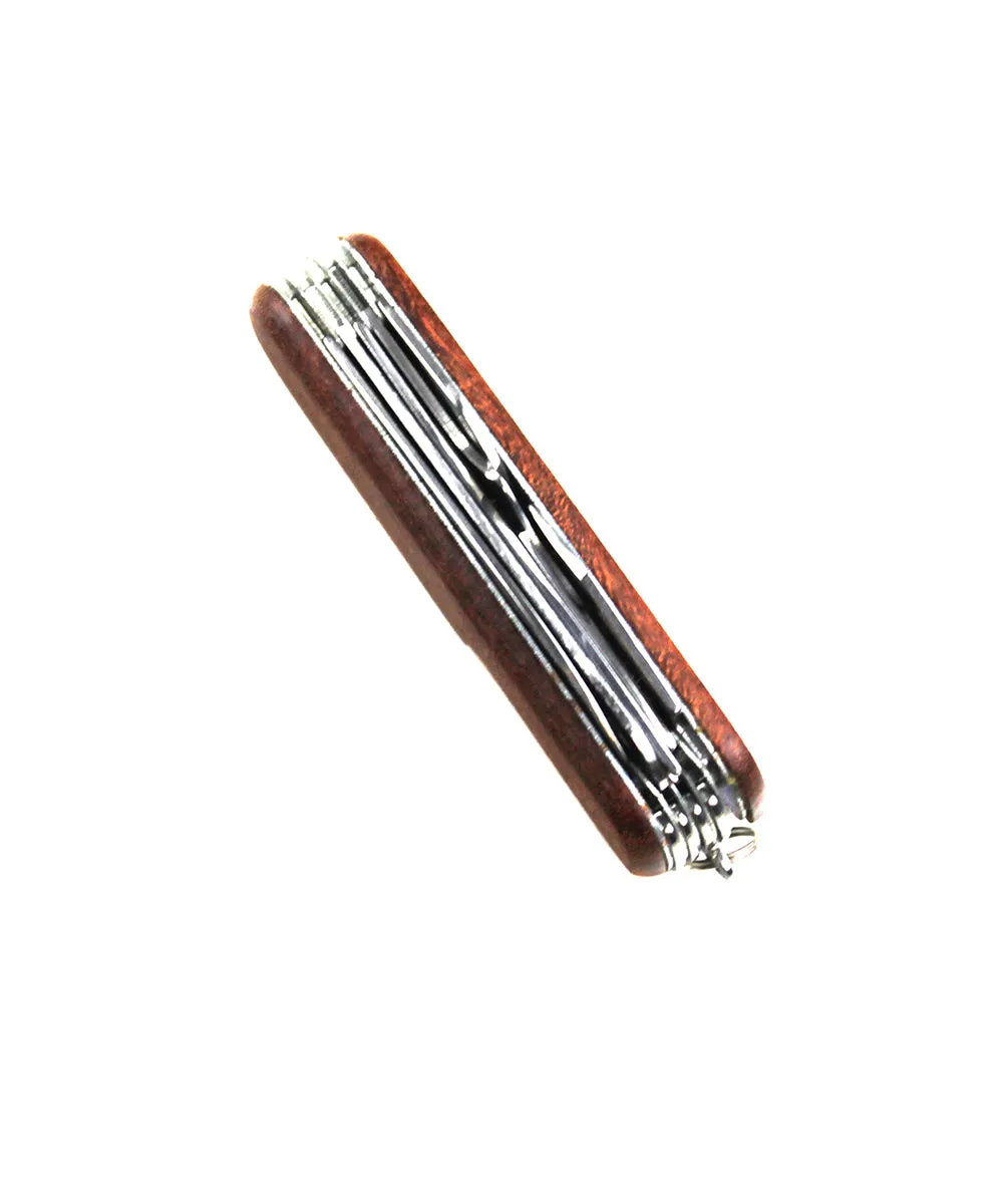 Stainless Silver Blade Folding Knife with dark wood handle