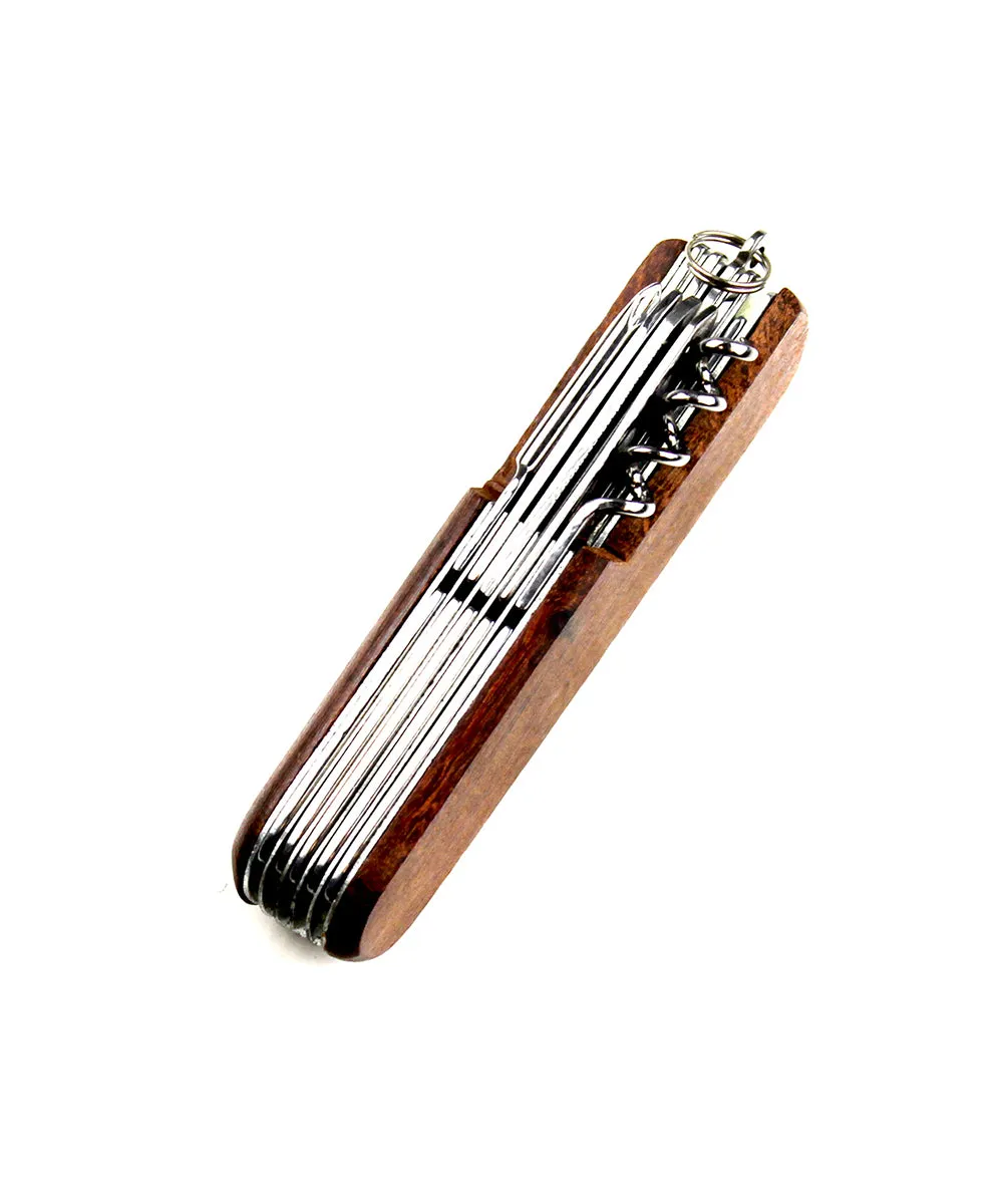 Stainless Silver Blade Folding Knife with dark wood handle